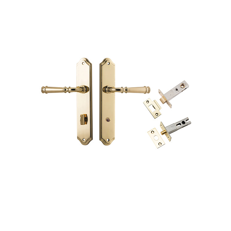 Verona Lever - Shouldered Backplate Privacy Kit with Privacy Turn Polished Brass / Solid Brass