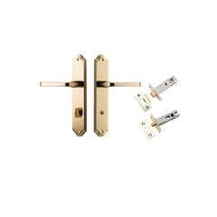 Annecy Lever - Shouldered Backplate Privacy Kit with Privacy Turn Polished Brass / Solid Brass