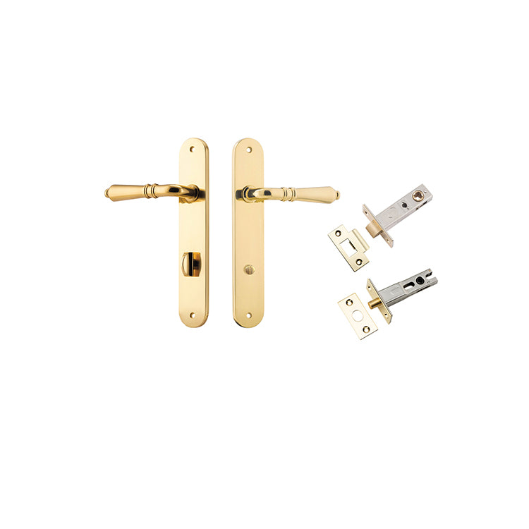 Sarlat Lever - Oval Backplate Privacy Kit with Privacy Turn Polished Brass / Solid Brass