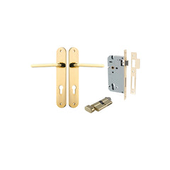 Baltimore Lever - Oval Backplate Entrance Kit with High Security Lock Polished Brass / Solid Brass