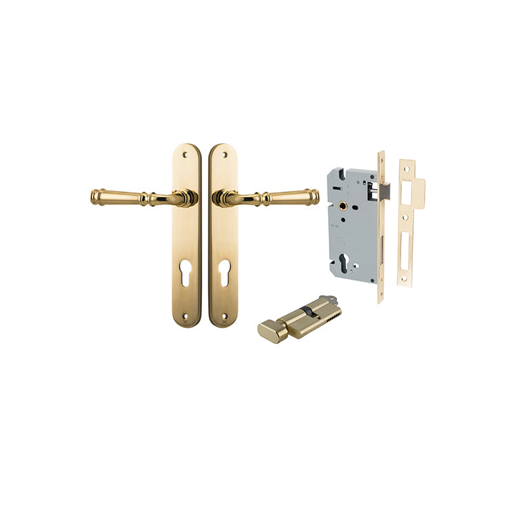 Verona Lever - Oval Backplate Entrance Kit with High Security Lock Polished Brass / Solid Brass
