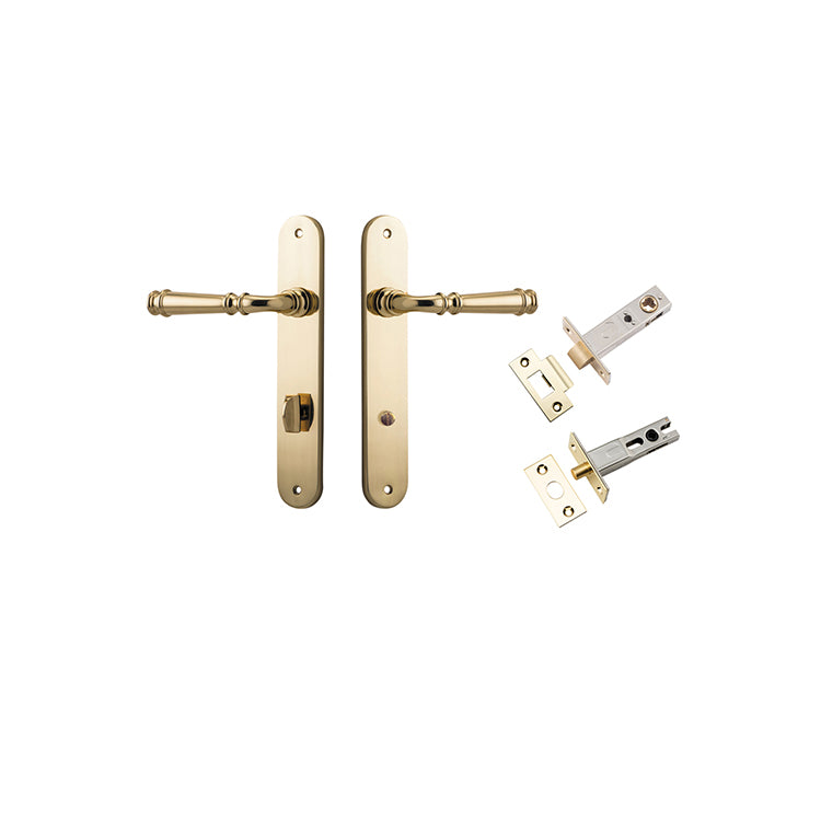 Verona Lever - Oval Backplate Privacy Kit with Privacy Turn Polished Brass / Solid Brass