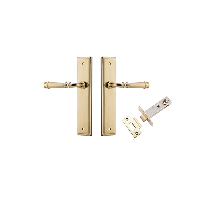 Verona Lever - Stepped Backplate Passage Kit Polished Brass / Solid Brass