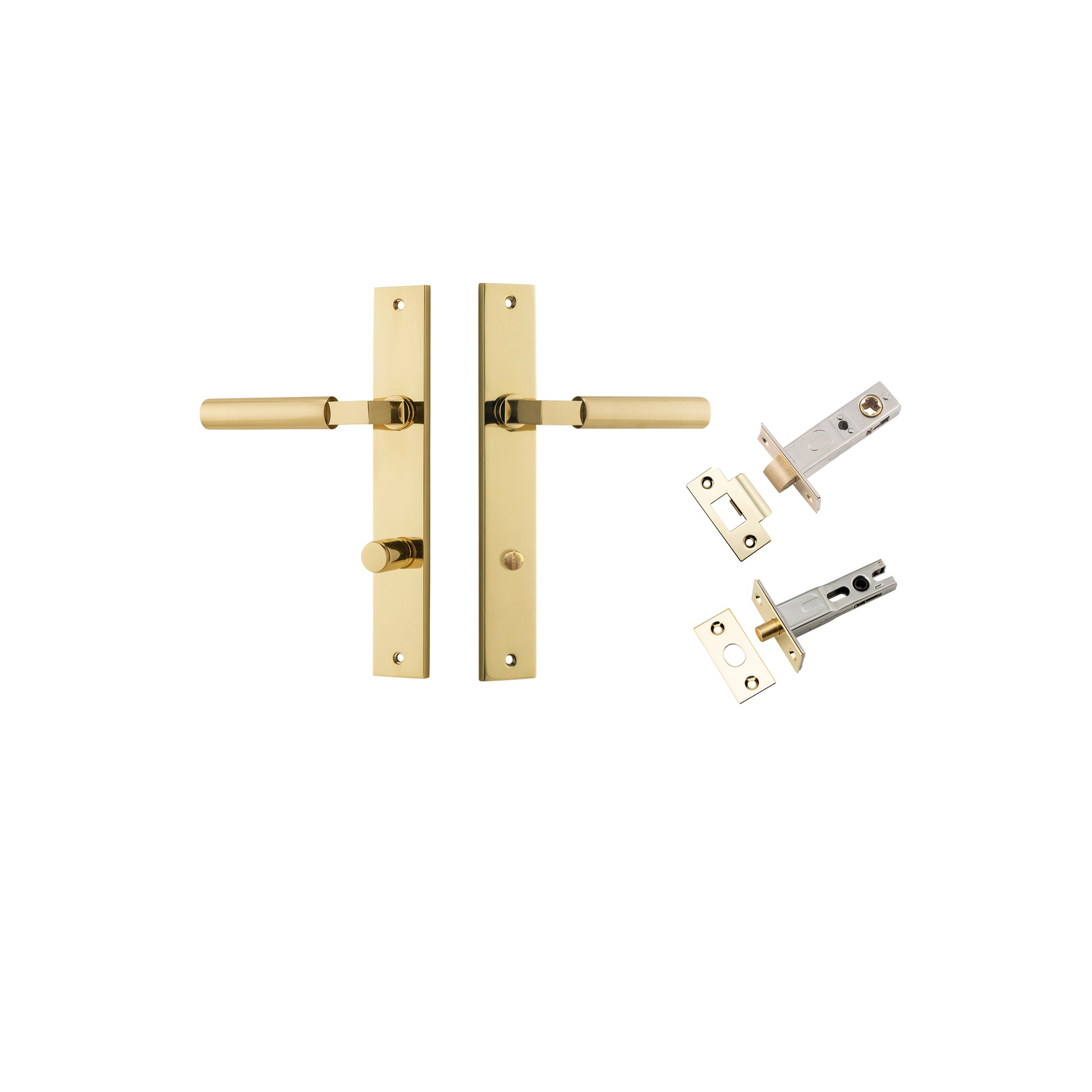 Berlin Lever - Rectangular Backplate Privacy Kit Polished Brass / Solid Brass