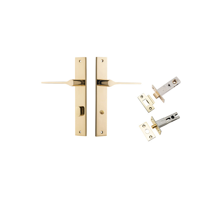 Como Lever - Rectangular Backplate Privacy Kit Polished Brass / Solid Brass