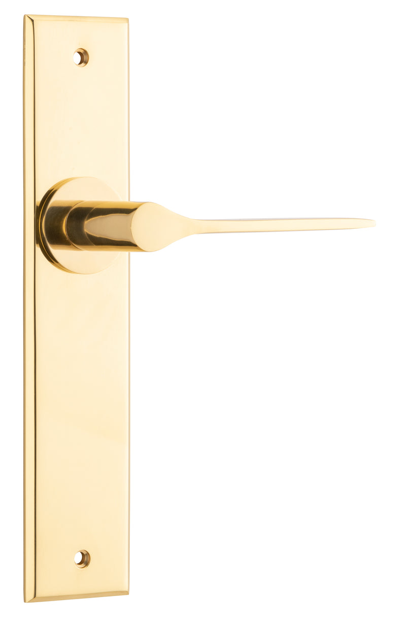 Como Lever - Chamfered Backplate Polished Brass / Brass