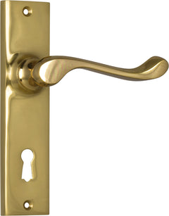 Fremantle Lever - Long Backplate Polished Brass / Lock | Lock (Skeleton Key)