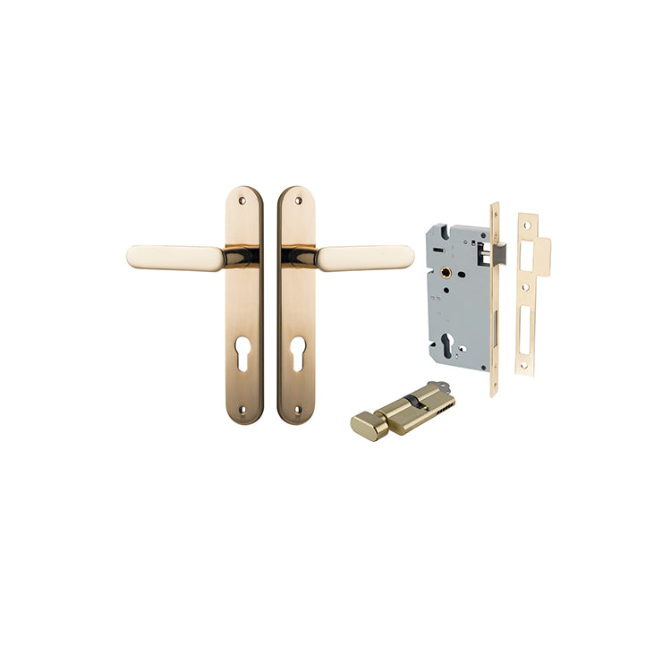 Bronte Lever - Oval Backplate Entrance Kit with High Security Lock Polished Brass / Solid Brass