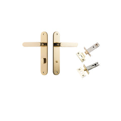 Bronte Lever - Oval Backplate Privacy Kit with Privacy Turn Polished Brass / Solid Brass