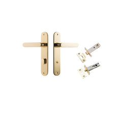 Bronte Lever - Oval Backplate Privacy Kit with Privacy Turn Polished Brass / Solid Brass