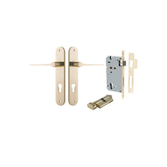 Como Lever - Oval Backplate Entrance Kit with High Security Lock Polished Brass / Solid Brass
