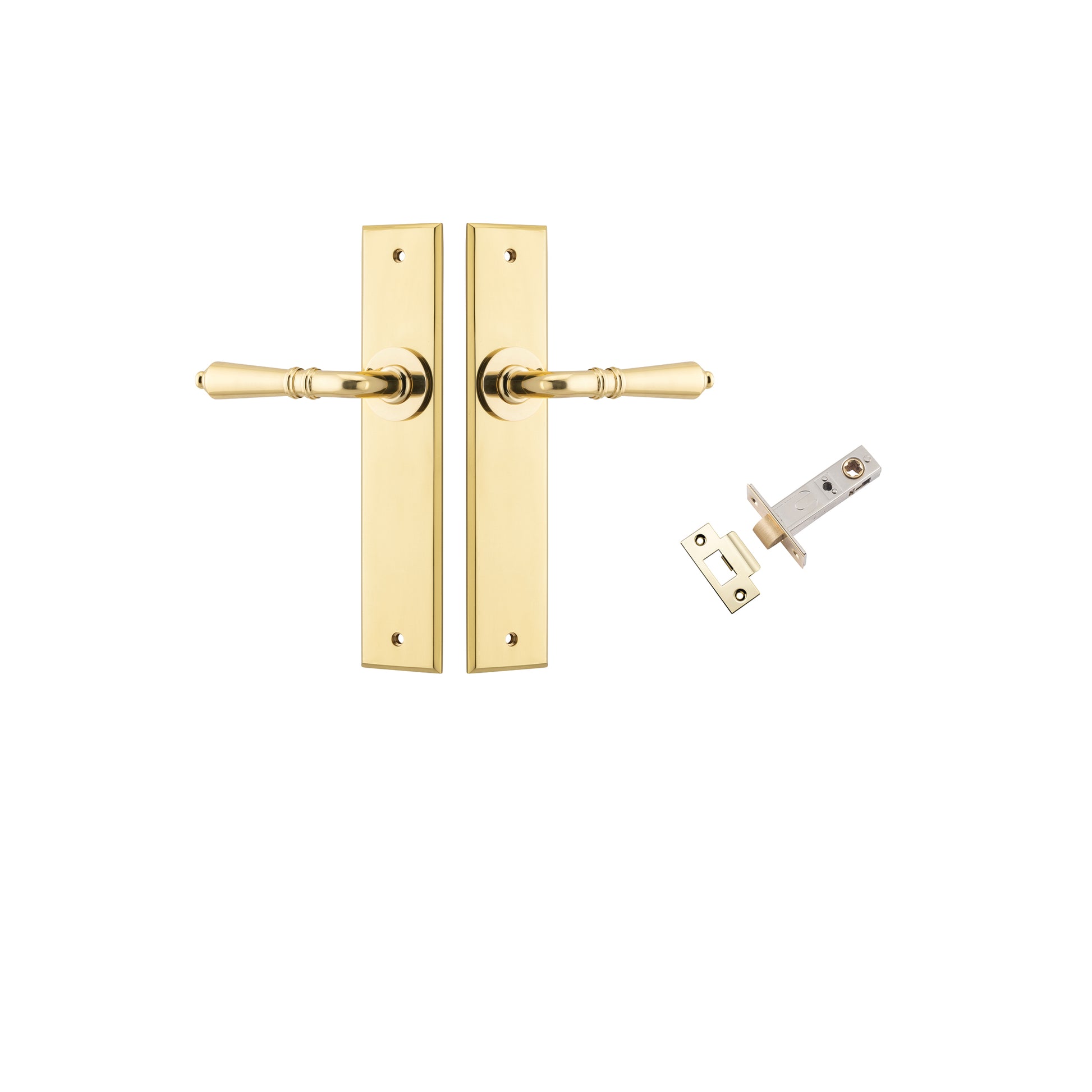Sarlat Lever - Chamfered Backplate Passage Kit Polished Brass / Solid Brass