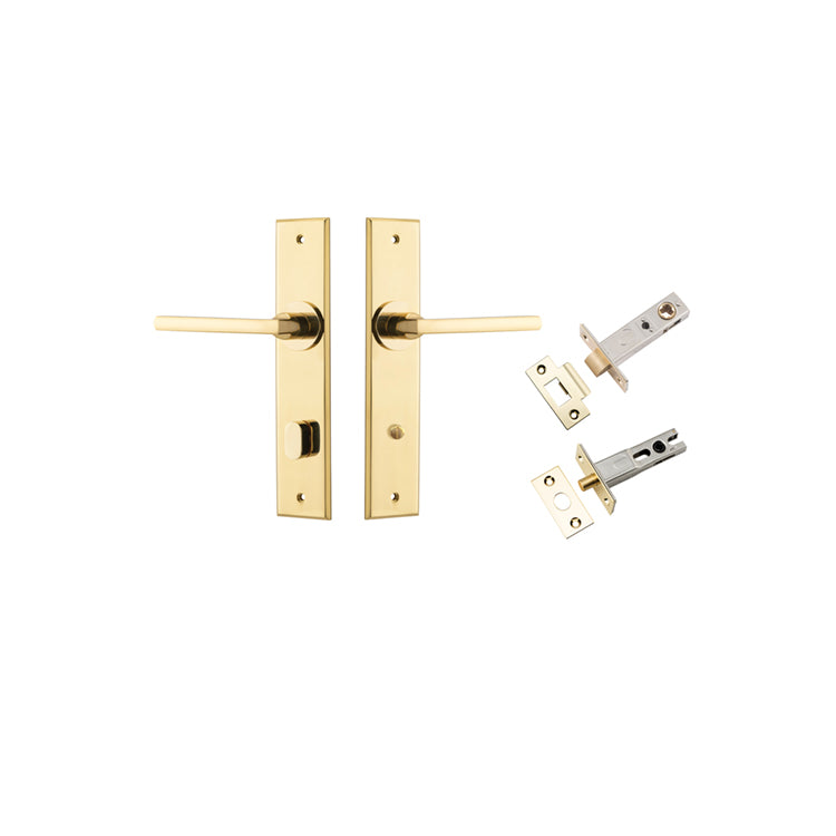 Baltimore Lever - Chamfered Backplate Privacy Kit with Privacy Turn Polished Brass / Solid Brass