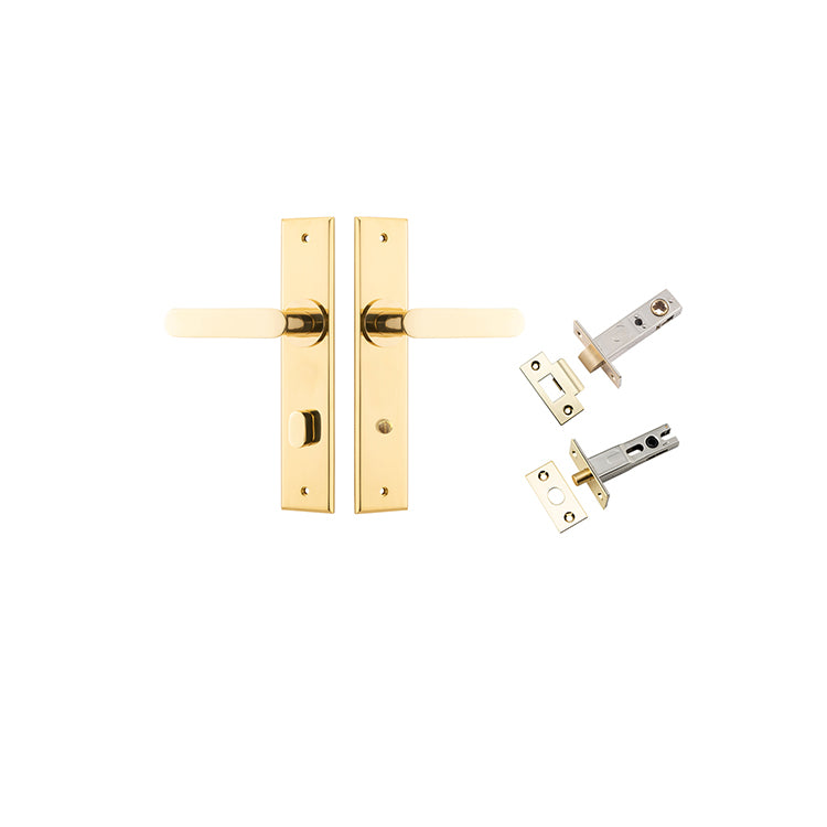 Bronte Lever - Chamfered Backplate Privacy Kit with Privacy Turn Polished Brass / Solid Brass