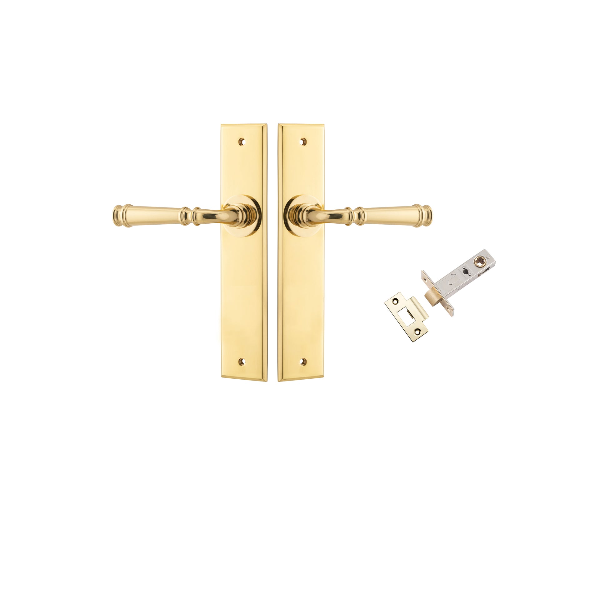 Verona Lever - Chamfered  Backplate Passage Kit Polished Brass / Solid Brass