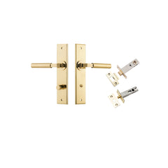 Berlin Lever - Chamfered Backplate Privacy Kit Polished Brass / Solid Brass