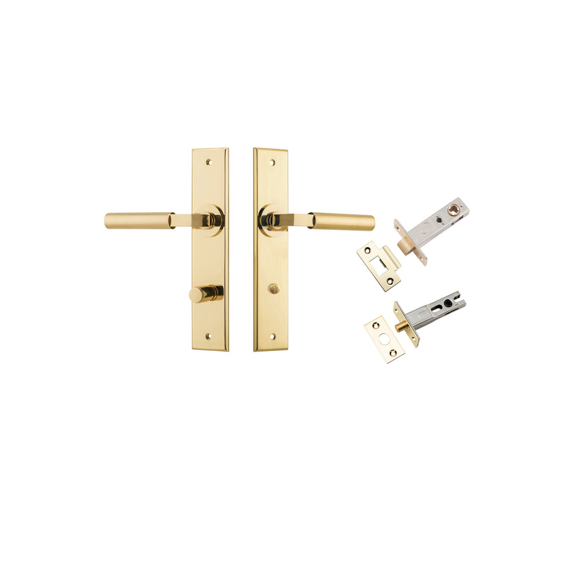 Berlin Lever - Chamfered Backplate Privacy Kit Polished Brass / Solid Brass