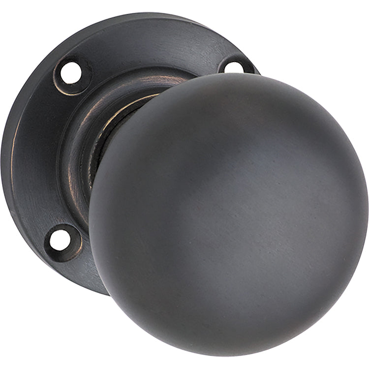 Victorian Knob - Round Rose Antique Copper / Passage