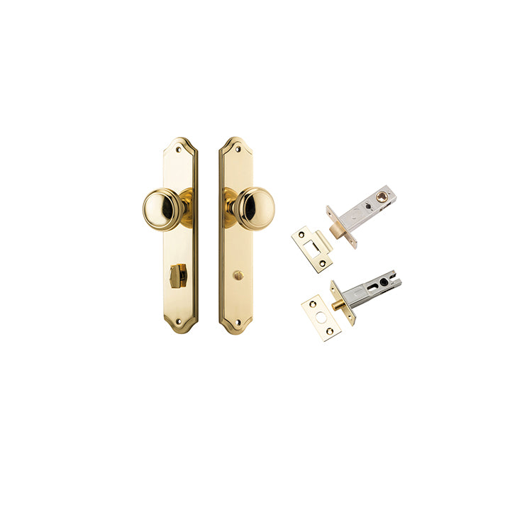Paddington Knob - Shouldered Backplate Privacy Kit with Privacy Turn Polished Brass / Solid Brass