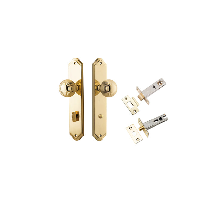 Guildford Knob - Shouldered Backplate Privacy Kit with Privacy Turn Polished Brass / Solid Brass