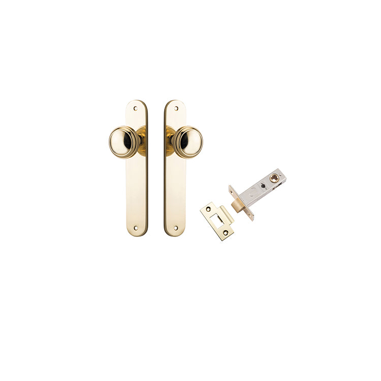 Paddington Knob - Oval Backplate Passage Kit Polished Brass / Solid Brass