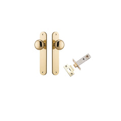 Cambridge Knob - Oval Backplate Passage Kit Polished Brass / Solid Brass