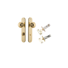 Guildford Knob - Oval Backplate Privacy Kit with Privacy Turn Polished Brass / Solid Brass