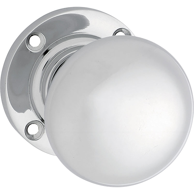 Victorian Knob - Round Rose Chrome Plated / Passage