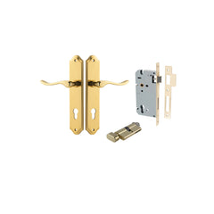 Stirling Lever - Shouldered Backplate Entrance Kit with High Security Lock Polished Brass / Solid Brass