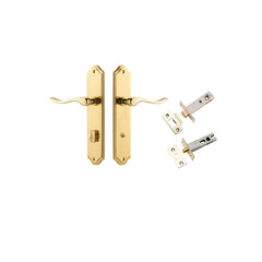 Stirling Lever - Shouldered Backplate Privacy Kit with Privacy Turn Polished Brass / Solid Brass