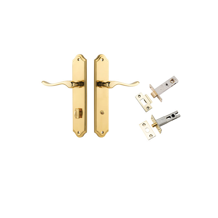 Stirling Lever - Shouldered Backplate Privacy Kit with Privacy Turn Polished Brass / Solid Brass