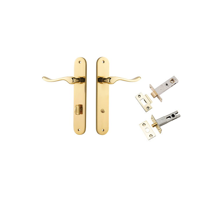 Stirling Lever - Oval Backplate Privacy Kit with Privacy Turn Polished Brass / Solid Brass