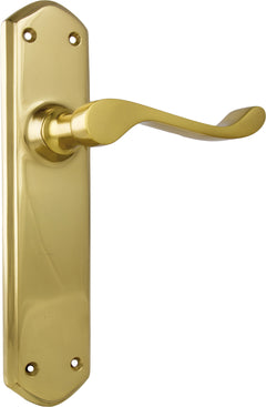 Windsor Lever - Long Backplate Polished Brass / Latch | Passage