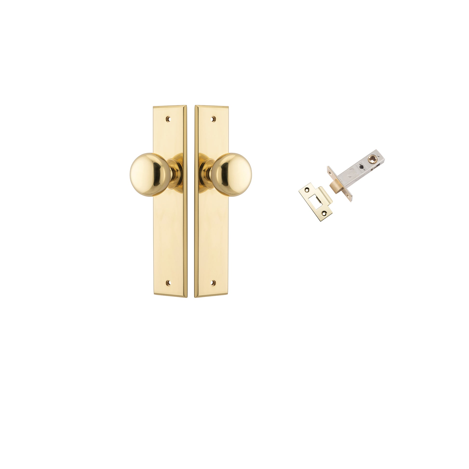 Cambridge  Knob - Chamfered Backplate Passage Kit Polished Brass / Solid Brass