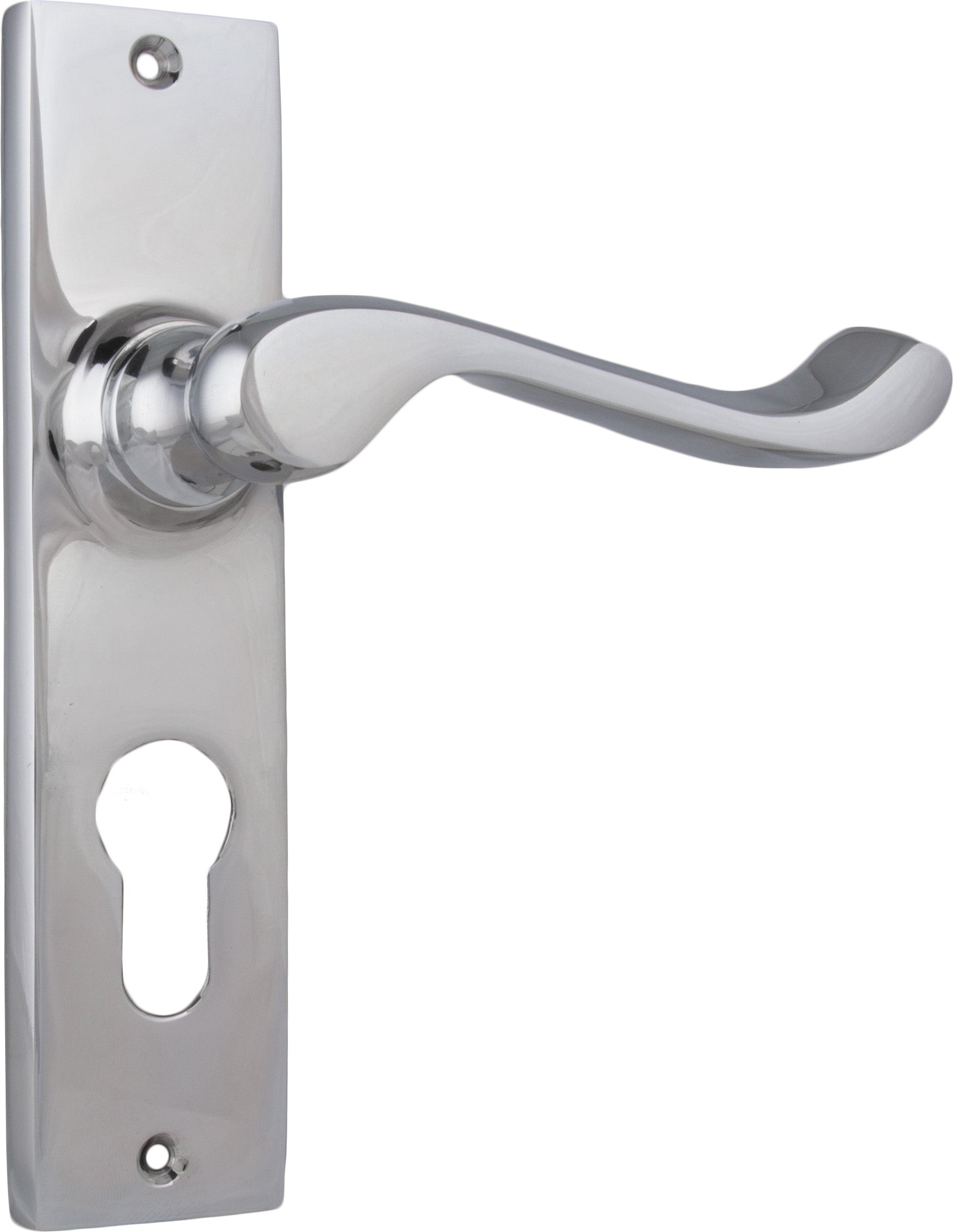 Fremantle Lever - Long Backplate Chrome Plated / Euro | Entrance