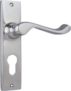 Fremantle Lever - Long Backplate Chrome Plated / Euro | Entrance