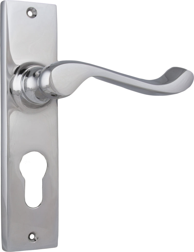 Fremantle Lever - Long Backplate Chrome Plated / Euro | Entrance