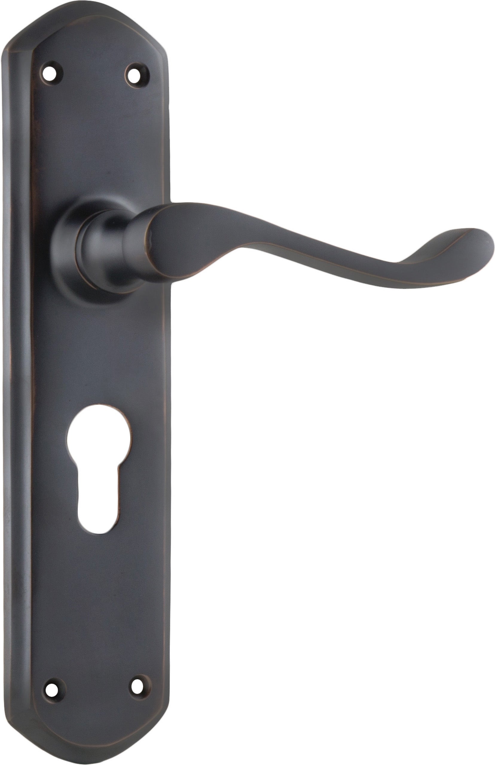 Windsor Lever - Long Backplate Antique Copper / Euro | Entrance