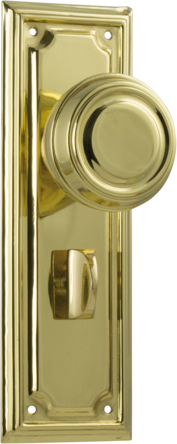 Edwardian Door Knob - Long Backplate Polished Brass / Privacy | Privacy