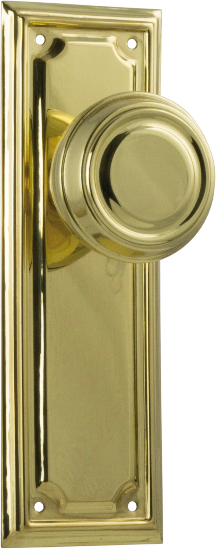 Edwardian Door Knob - Long Backplate Polished Brass / Latch | Passage