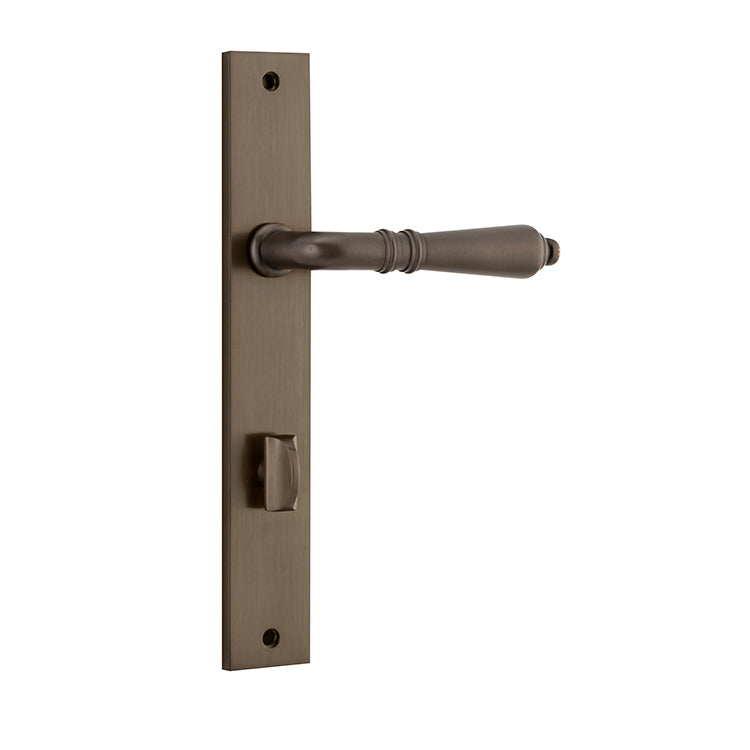 Sarlat Lever - Rectangular Backplate Antique Brass / Solid Brass