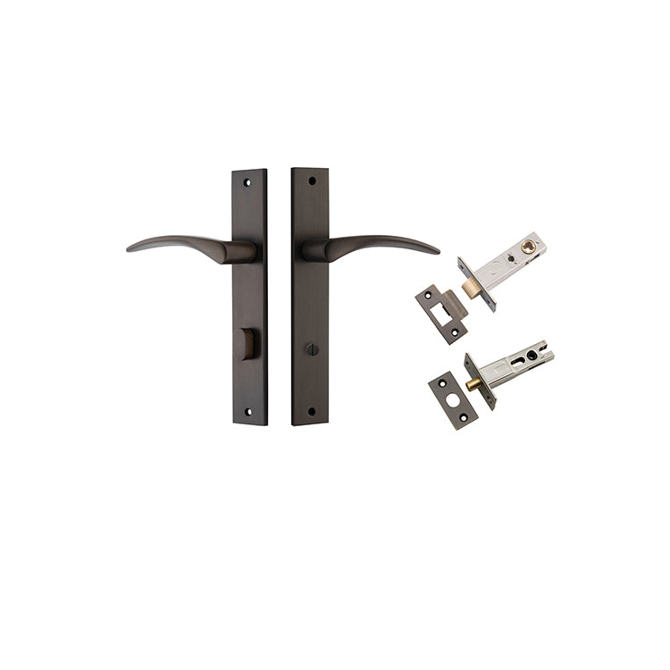 Oxford Lever - Rectangular Backplate Privacy Kit with Privacy Turn Antique Brass / Solid Brass