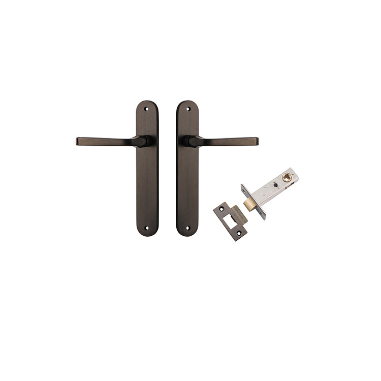 Annecy Lever - Oval Backplate Passage Kit Antique Brass / Solid Brass