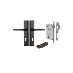 Annecy Lever - Stepped Backplate Entrance Kit with High Security Lock Antique Brass / Solid Brass