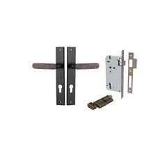 Bronte Lever - Rectangular Backplate Entrance Kit with High Security Lock Antique Brass / Solid Brass