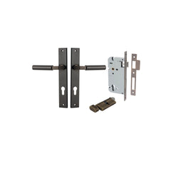 Berlin Lever - Rectangular Backplate Entrance Kit with High Security Lock Antique Brass / Solid Brass