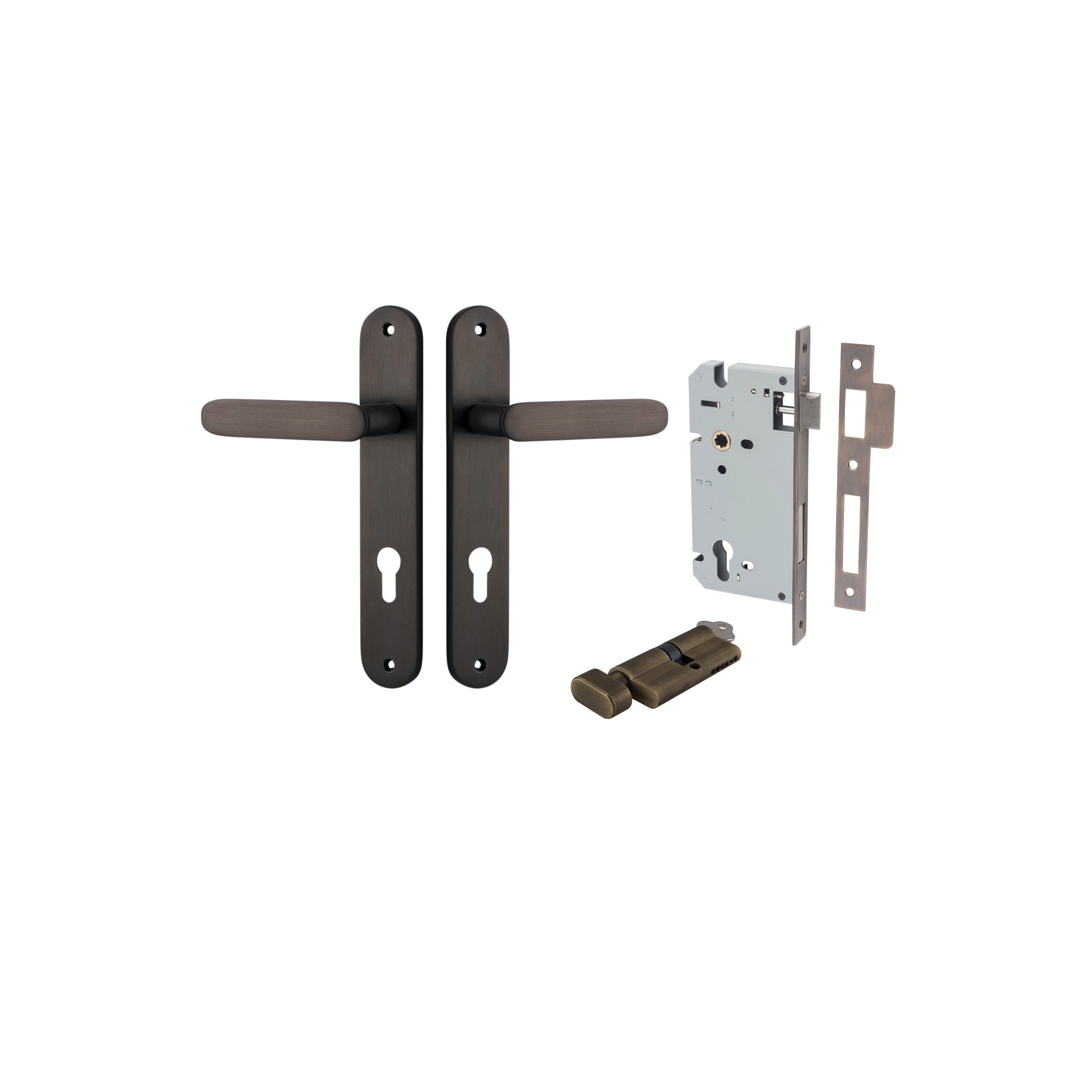 Bronte Lever - Oval Backplate Entrance Kit with High Security Lock