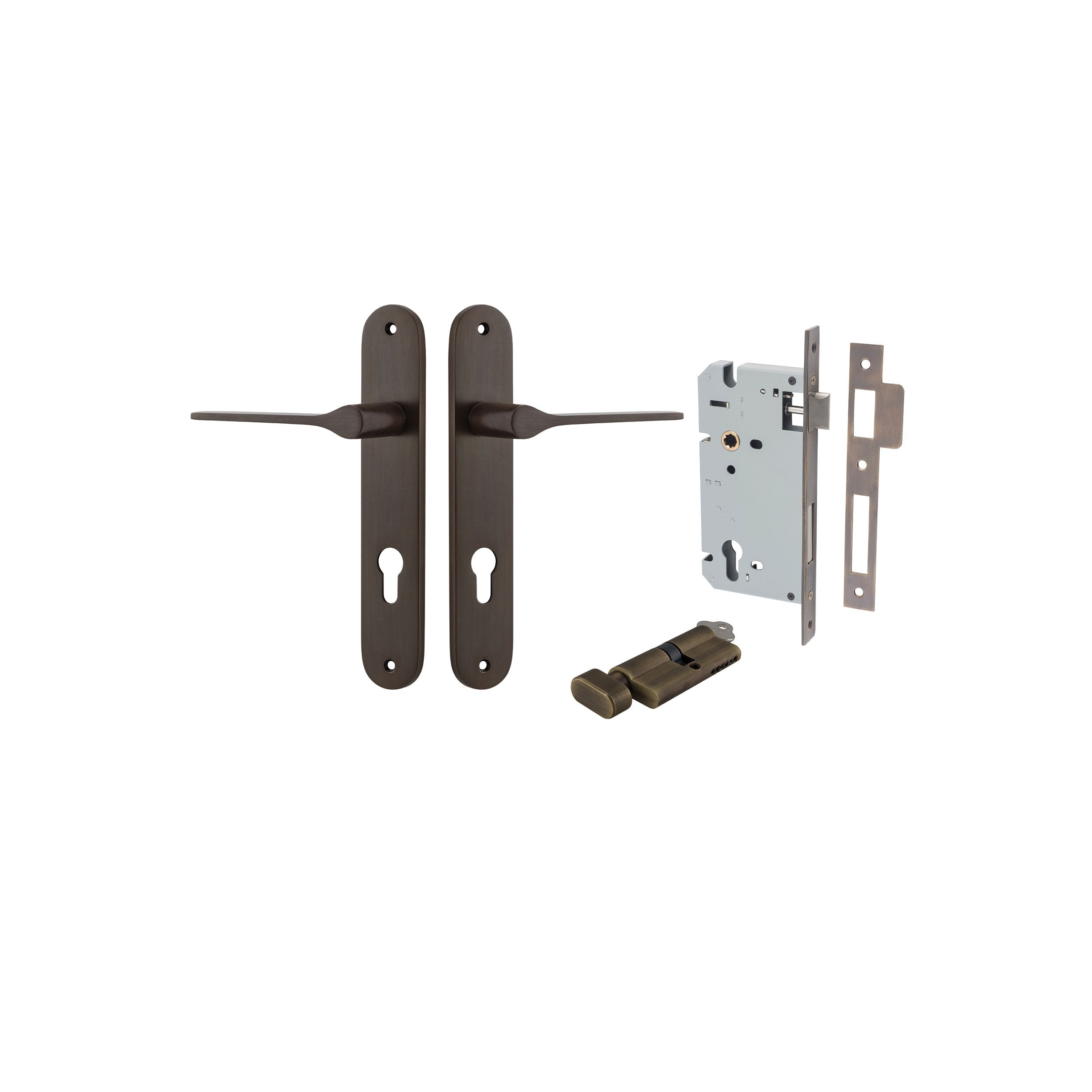 Como Lever - Oval Backplate Entrance Kit with High Security Lock