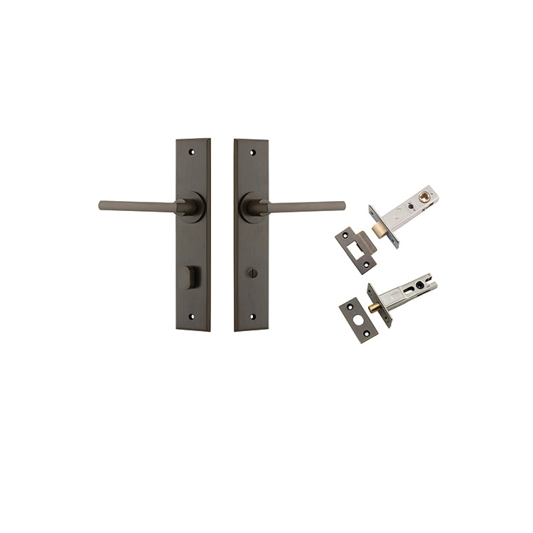 Baltimore Lever - Chamfered Backplate Privacy Kit with Privacy Turn Antique Brass / Solid Brass
