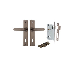 Bronte Lever - Chamfered Backplate Entrance Kit with High Security Lock Antique Brass / Solid Brass